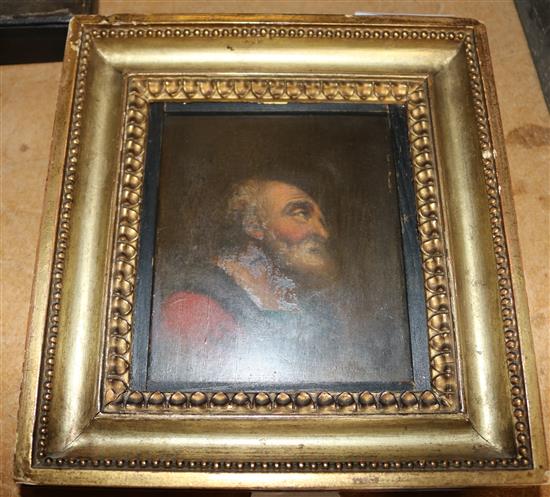 A small oil of a bearded man